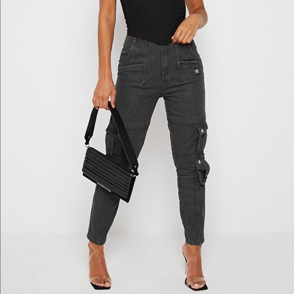 Maniere De Vois Grey Cargo Jeans Women UK4/US0